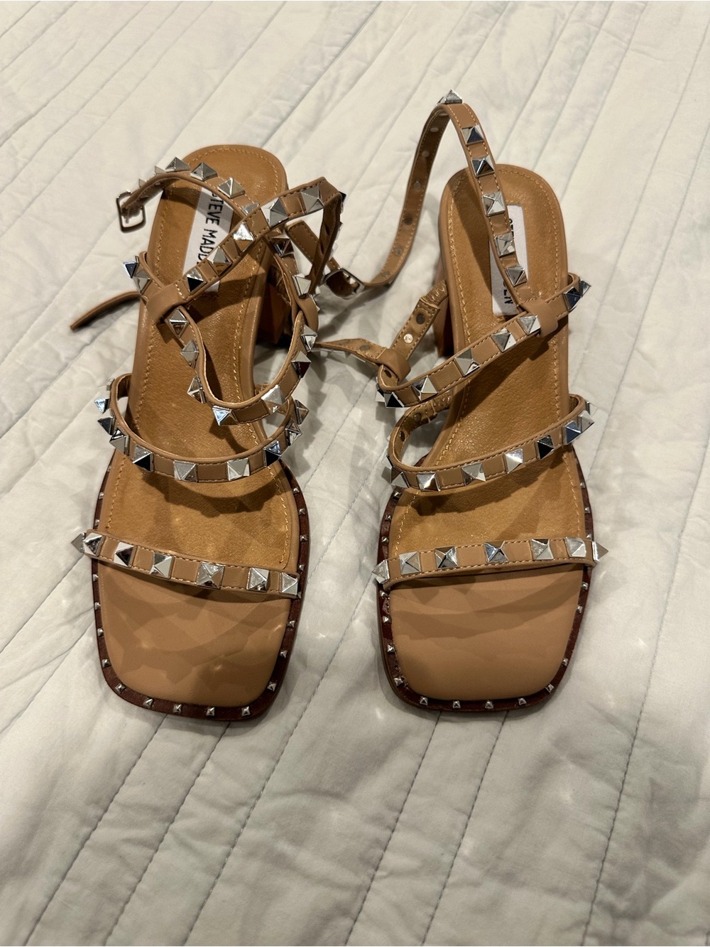 Steve Madden Tan Studded Strappy Sandals